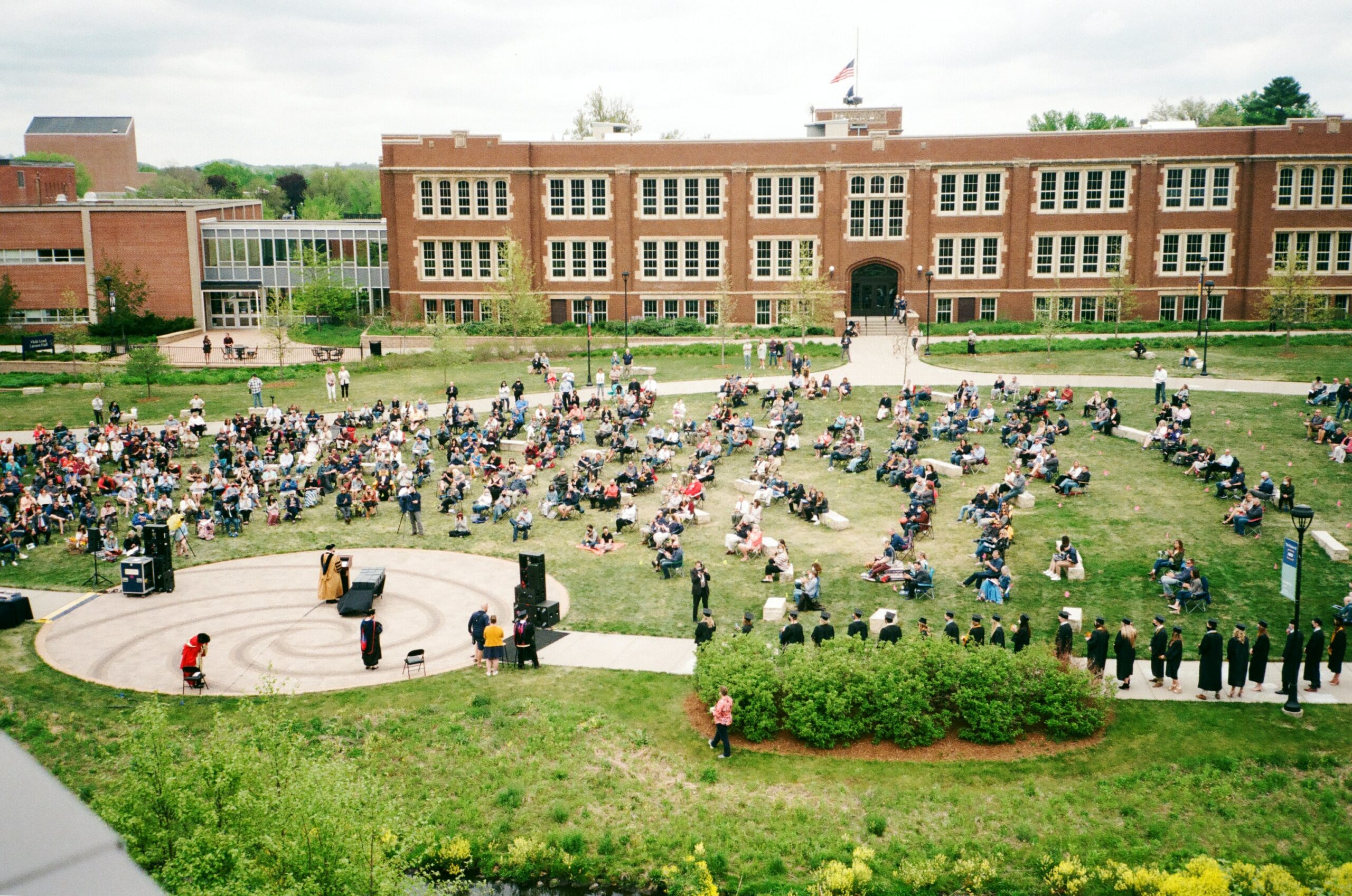 aerial view of college campus